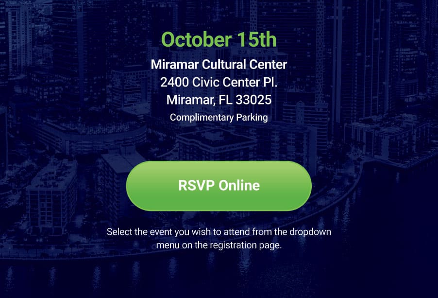 RSVP Online - October 15th in Miramar, FL