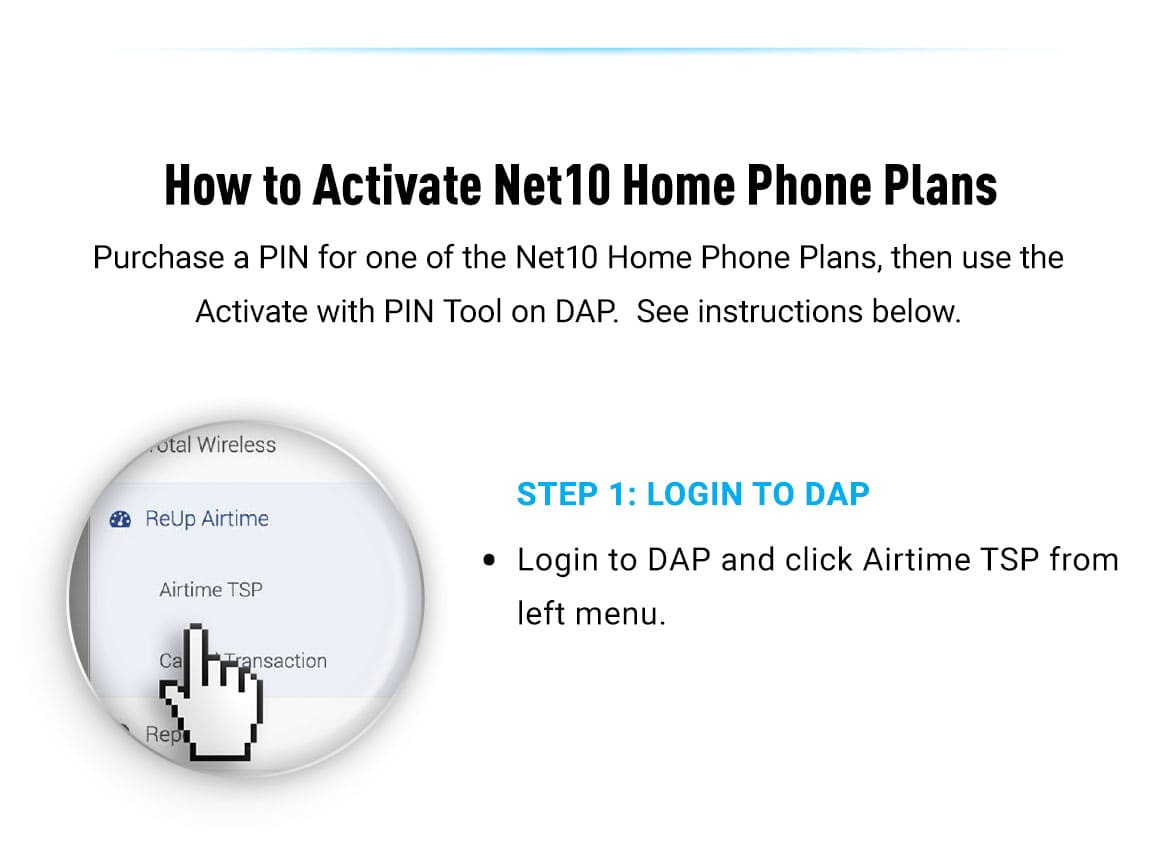 Step 1: Login to DAP and click Airtime TSP from left menu.